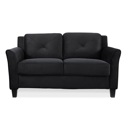 Harper Tufted Microfiber Loveseat Sofa Black - Lifestyle Solutions PEZ1_W4DWN34