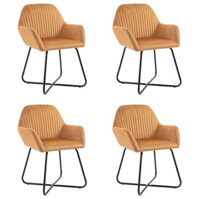 Winters Velvet Steel Arm Chair Everly Quinn Upholstery Color: Ochre DIK9_W6VQR56