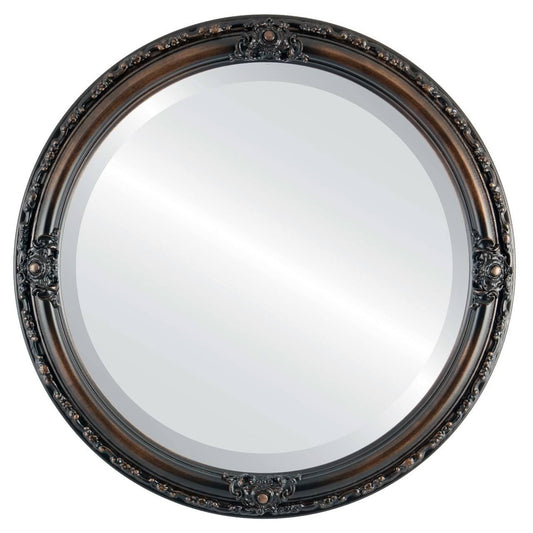 The Oval and Round Mirror Store Jefferson Framed Round Mirror in Rubbed Bronze - Antique Bronze, Size: 26 x 26 DCK2_F2NSP27