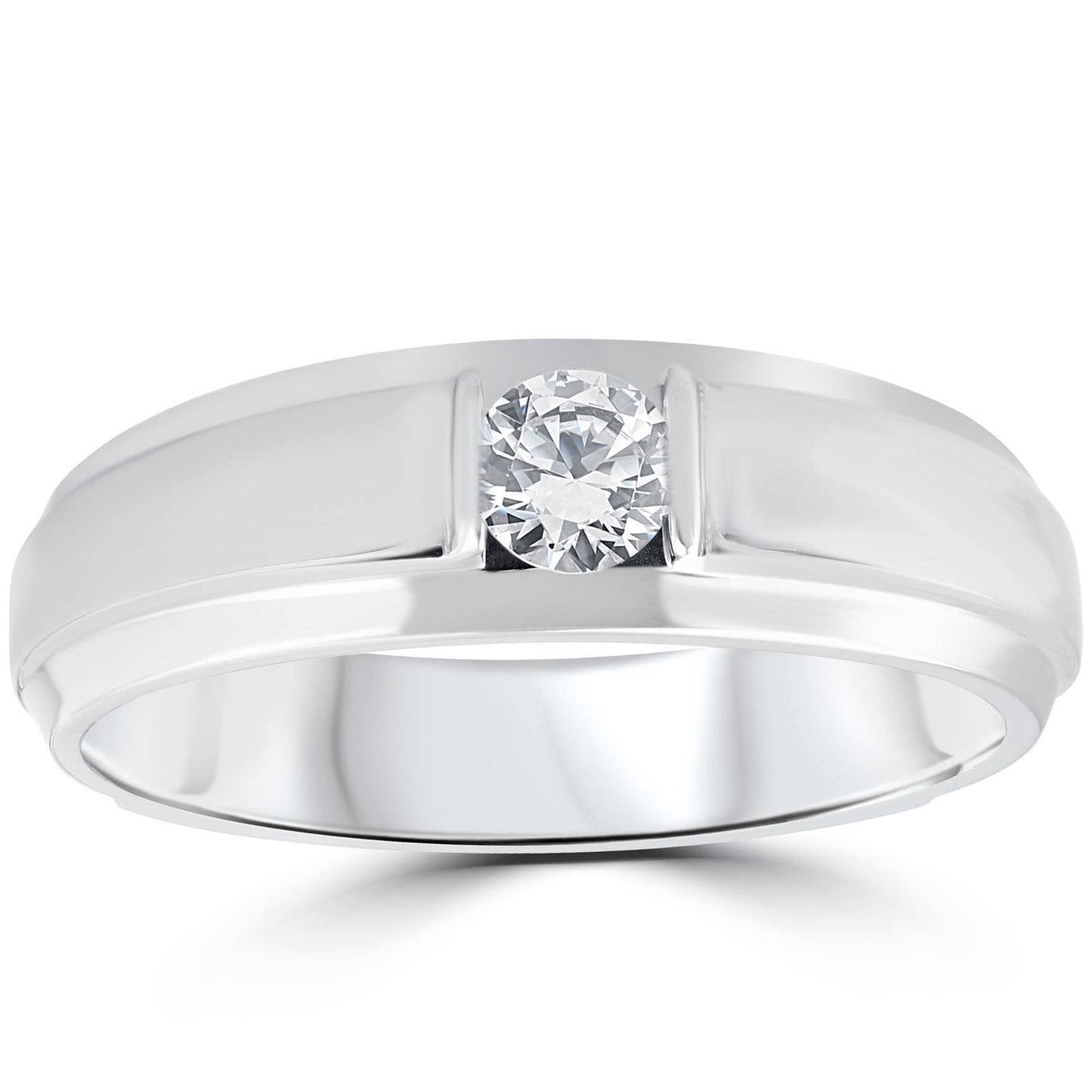 1/6ct Mens Diamond Solitaire Ring 10K White Gold RQA2_Y4TFL14