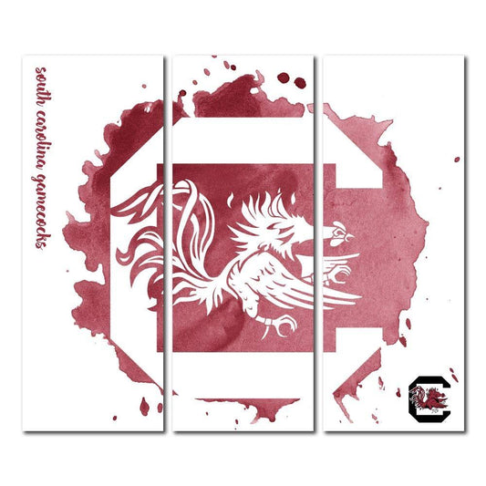 South Carolina Gamecocks Triptych Watercolor Canvas Wall Art BBI9_F1KHS59