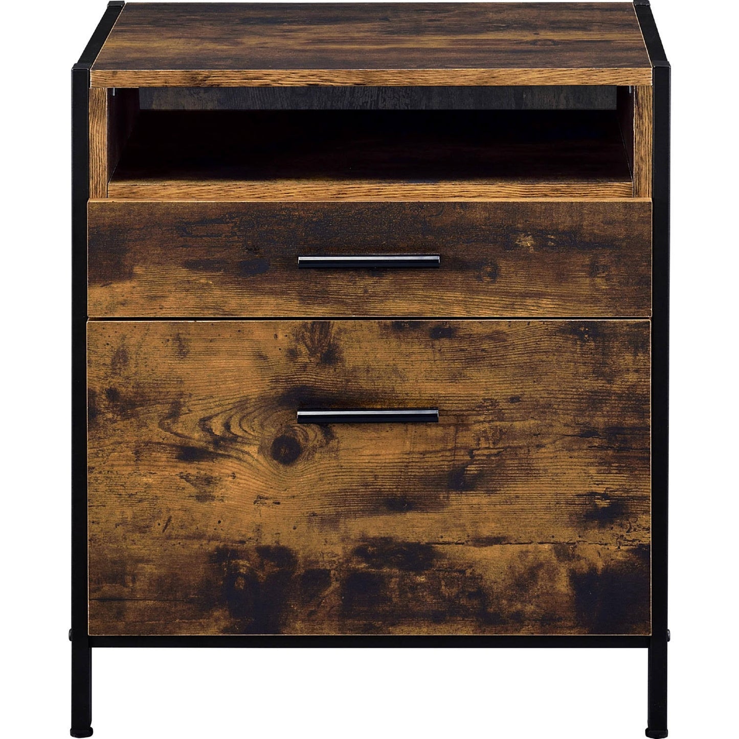 Acme Furniture Juvanth Rustic Oak Black Nightstand VDZ5_Y4FNY84