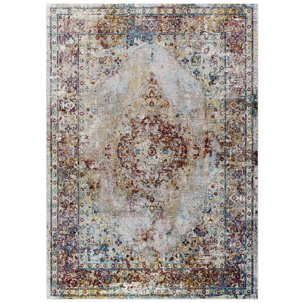 America Luxury Modern Contemporary Urban Living Lounge Room Area Rug Floor Carpet, Persian Distressed Vintage Style, Fabric, Mul MKH7_N3ZZC90