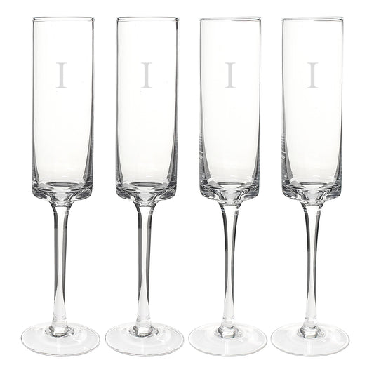 Cathys Concepts Personalized Contemporary Champagne Flutes, Set of 4, Letter I TUX8_W4RAW85