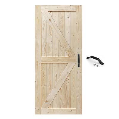 Paneled Wood Unfinished Barn Door Without Installation Hardware Kit SZ TOPHAND Size: 38x22 x 84x22 ZTI3_T4YNR19