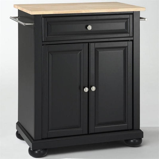 Bowery Hill Natural Wood Top Kitchen Island in Black - BH-376109 QZP2_A9SXG51