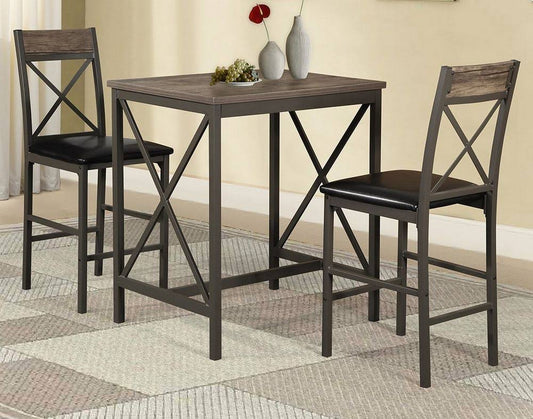 Tora 3-Pc Brown Metal/Wood Counter Height Table Set by Asia Direct CUF1_U8OEG68