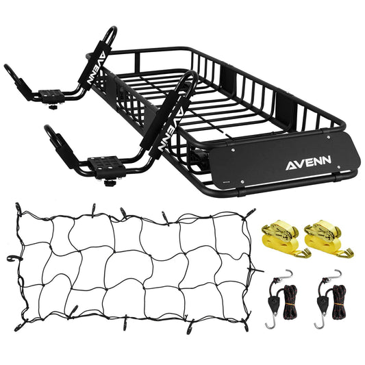 AVENN 64x22 x 23x22 x 6x22 Cargo Basket Roof Rack with Cargo Net  J-Bar Rack HD Kayak Carrier Canoe Boat Surf Ski Roof Top  OYP7_H6JQV18