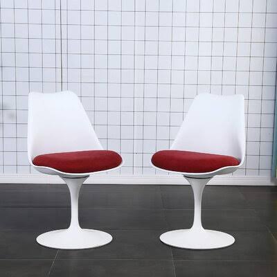 Dining Chairs Swivel Modern White Shape Dining Room Chairs for Kitchen and Dining Room, 2 Chairs (Red with PU Seat) Ivy Bronx Up LLC1_K5DLX69