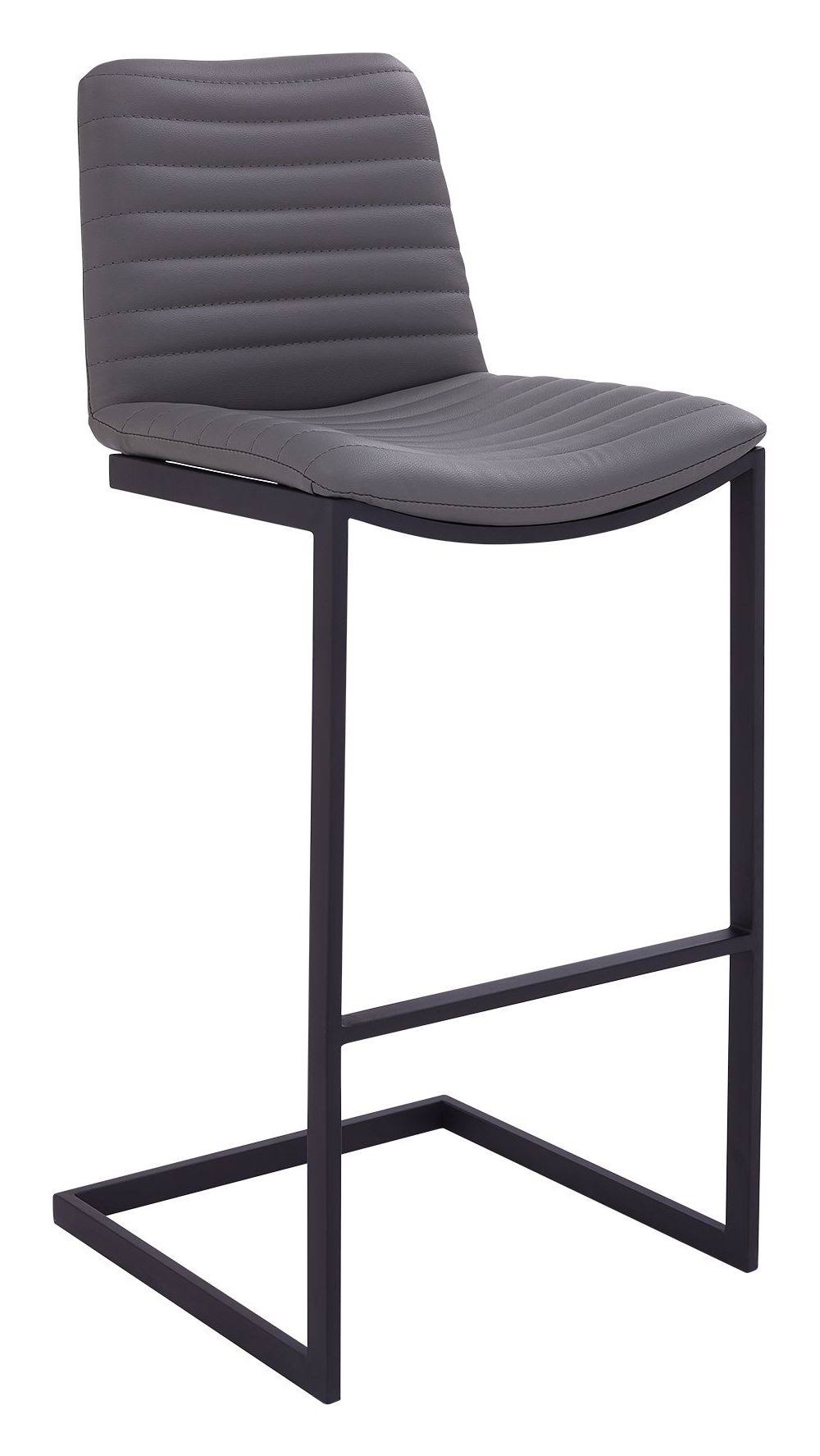 Armen Living Lucas Contemporary 26x22 Counter Height Barstool in Black Powder Coated Finish and Grey Faux Leather UJX2_H4QTO60