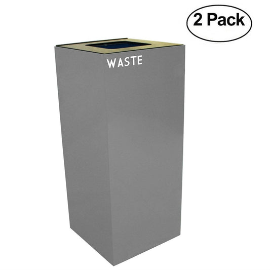 Witt Industries 36gc03-sl Geocube Recycling Receptacle with Waste OPENING, Steel, 36 gal, Slate (Set of 2) WQJ5_O3FAZ64