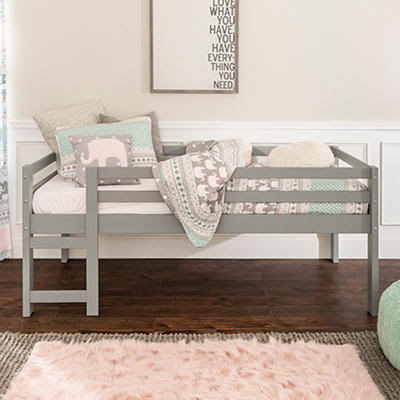 W. Trends Twin Solid Wood Low Loft Bed - Gray JQO7_H7IVS42