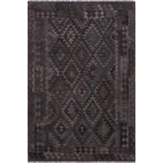 Geometric Kilim Carli Brown Grey Hand Woven Area Rugs 5x6 OKE9_H7LMC37