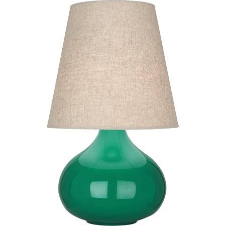 Emerald Green Tone Finish Table Lamps 12 inch Wide Buff Linen Shade Ceramic Material E26 A Bulb 1 Light Fixture, Size: 0.5 in ZCL3_V0IPE96