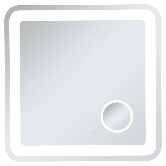 Elegant Lux 30in x 30in Hardwired LED Mirror with Magnifier and Color Changing Temperature 3000K/4200K/6400K MRE53030 DHJ9_D2PHZ45