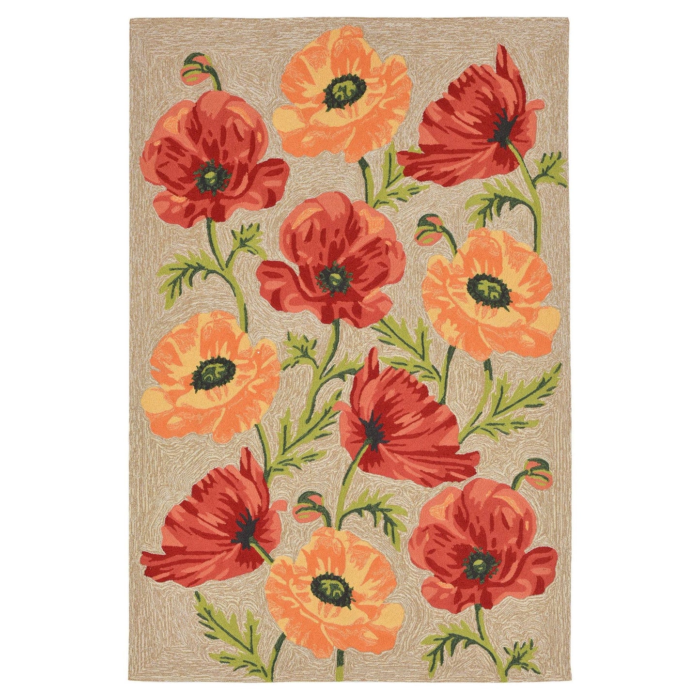 Liora Manne Ravella Icelandic Poppies Indoor/Outdoor Rug Natural 42x22x66x22 QTM6_P3AMB54