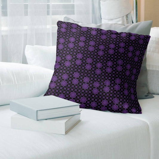 Classic Lattice with Black Throw Pillow - 16 x 16 - Purple  Black - Faux Suede UXO2_P7SXQ55