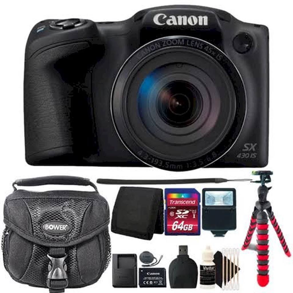 Canon PowerShot SX430 Is 20MP Digital Camera Black with 64GB Accessory ISV5_X0XZR69