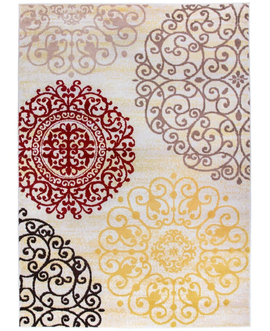 Rugshop Contemporary Modern Floral Area Rug 10& x 14& Cream CQA5_R8IIU47