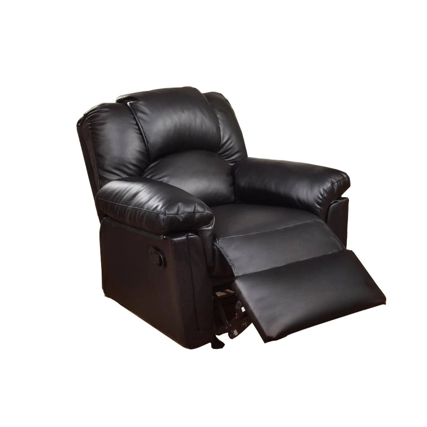 Benzara - Bonded Leather Rocker/Recliner, Black CKG8_Q1JPV24