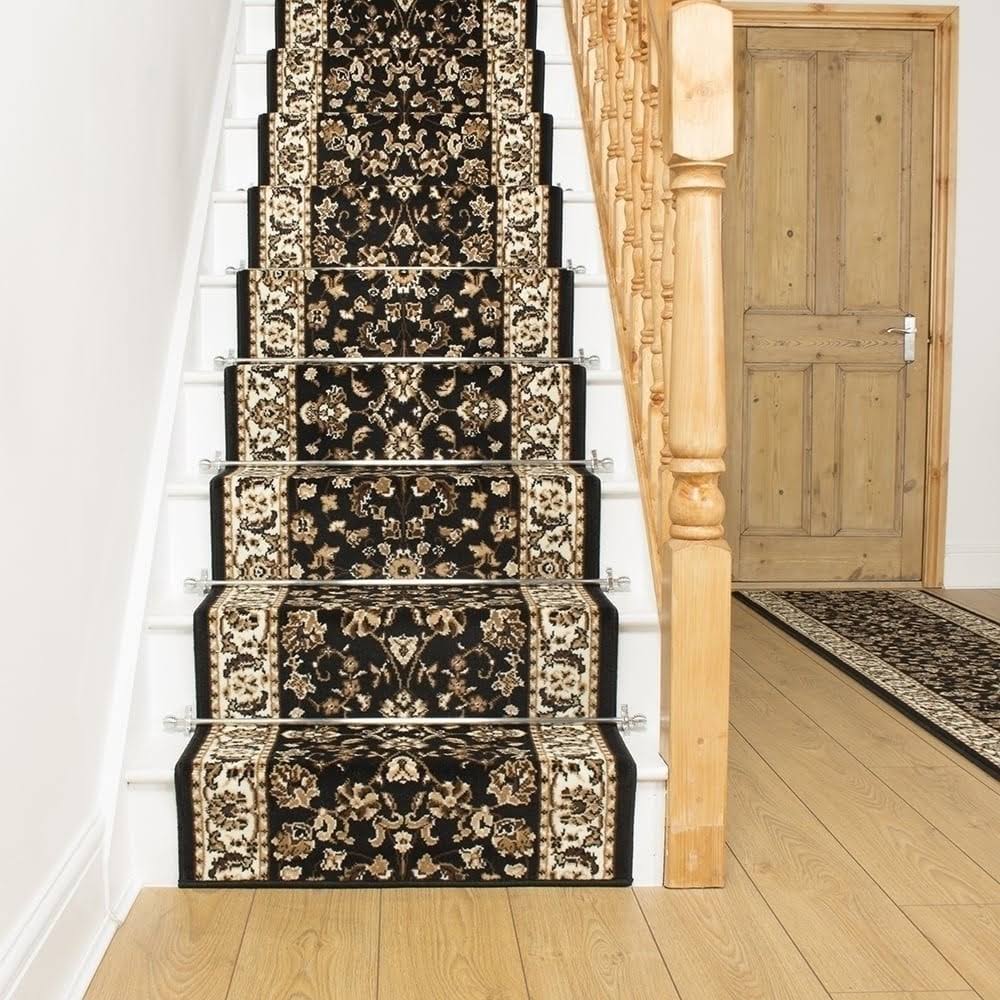 runrug USA Persian Black Stair Carpet Runner Length: 29 foot, WIDT LRL1_F0KFG51