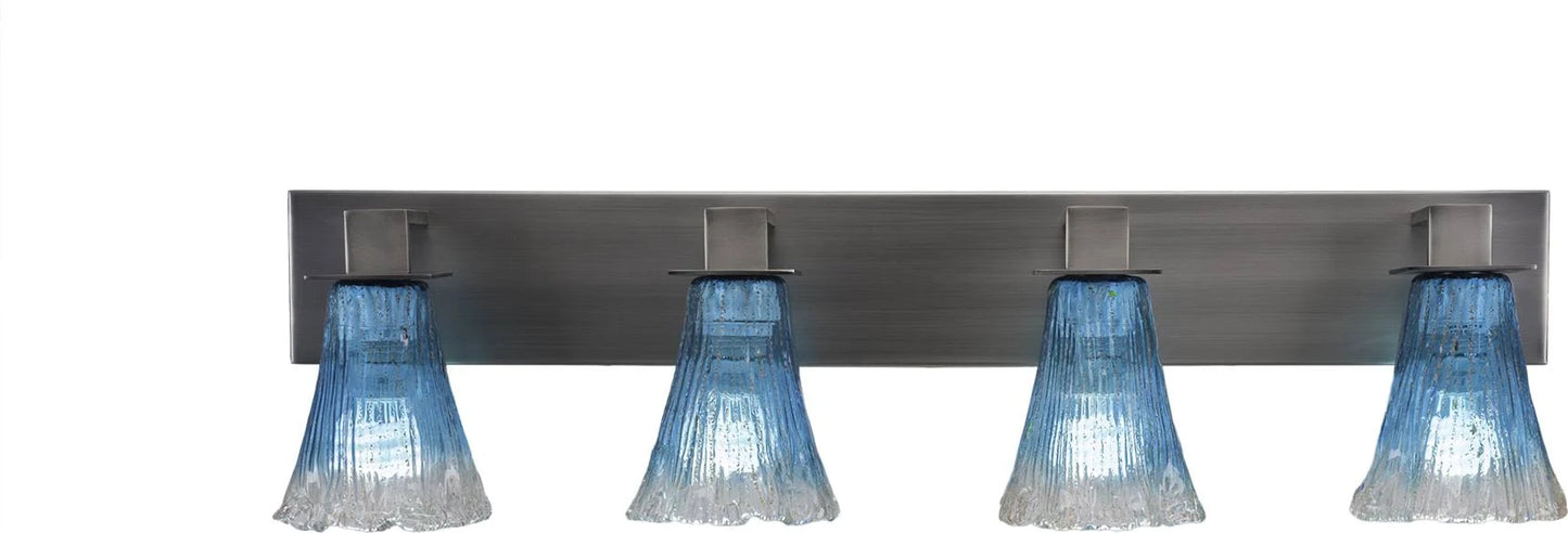 Toltec Lighting-584-GP-725-Apollo - Four Light Bath Bar Graphite Finish with Teal Crystal Glass HQB3_A3LGR72