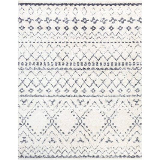 Tiwari Home 5&3x22 x 7&3x22 Distressed White and Gray Moroccan Patterned Rectangular Machine Woven Area Rug TIW4_Z5WJT25