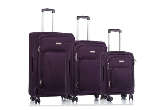 Champs Black 3-Piece Travelers Softside Luggage Set, Purple EBZ0_O5FTJ34