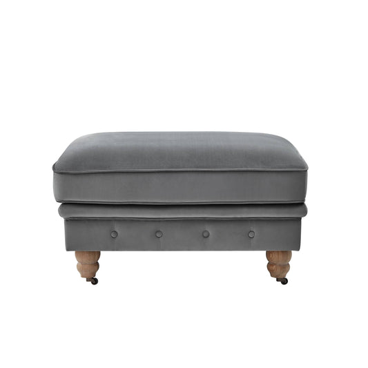 Shabby Chic Kaylani Velvet Cocktail Ottoman with Casters - Dark Grey FVY6_W7AEX54