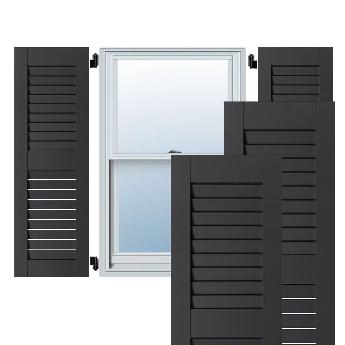 Ekena Millwork 15 in. x 28 in. Exterior Real Wood Western Red Cedar Louvered Shutters Pair Black BIT5_E7INM90