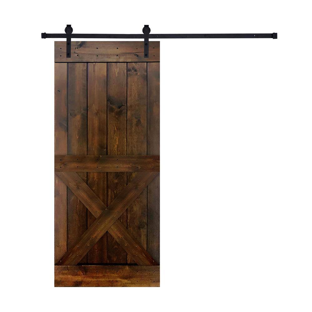 Paneled Wood Painted Barn Door with Installation Hardware Kit Akicon Size: 28x22 x 84x22 NMT8_U9YQU65