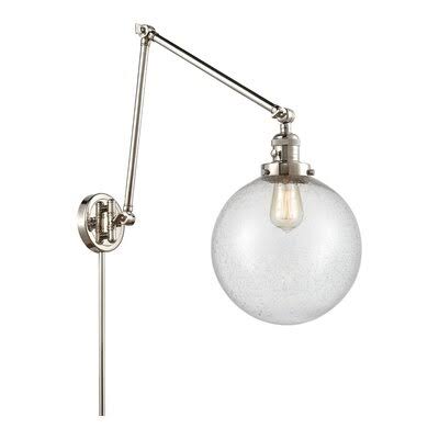 Maxwell 1 - Light Dimmable Swing Arm Greyleigh Finish: Polished Nickel, Shade Color: Seedy, Size: 32x22 H x 10x22 W x 32x22 D DQU5_R2AMF16