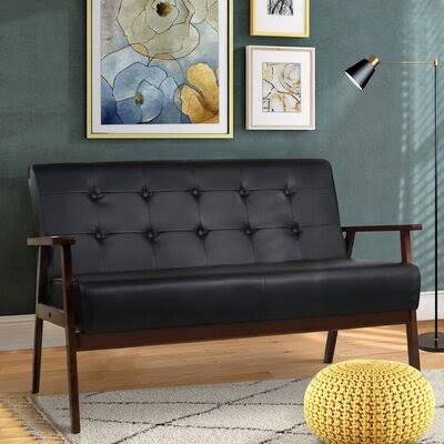 Kwiete 25.5 Faux Leather Square Arm Sofa George Oliver PUU1_K9SSO73