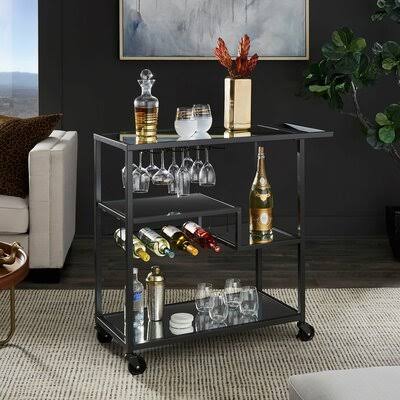 Willa Arlo Interiors Tibo Bar Cart Frame Color: Matt Black FMX2_H8PZL00