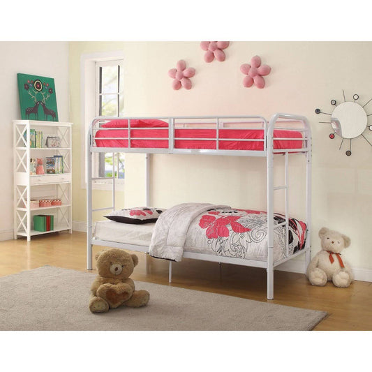 Benzara - Twin/Twin Bunk Bed, White IRT2_D3ZDC39