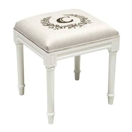 Ophelia  Co. Vantassel Initial C Vanity Stool, White NZX9_U2TBZ54