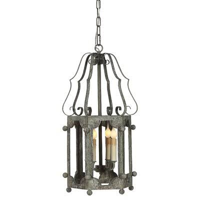 Wilmington 4 - Light Lantern Geometric Pendant with Wrought Iron Accents ellahome LN08S HDR9_T8MRQ43