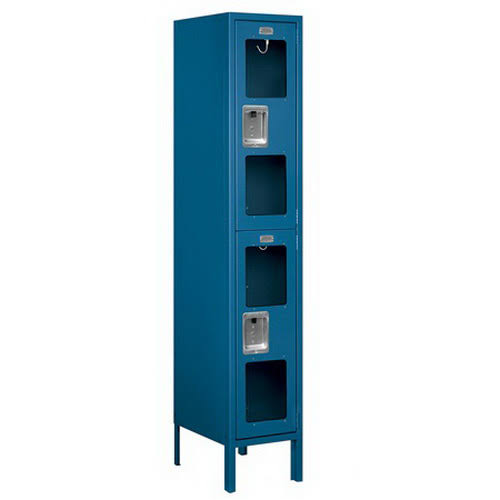 Salsbury S-62155BL-U 1 x 5 x 15 in. Double Tier See Through Metal Locker, Blue - Unassembled SYF0_B2TJC93