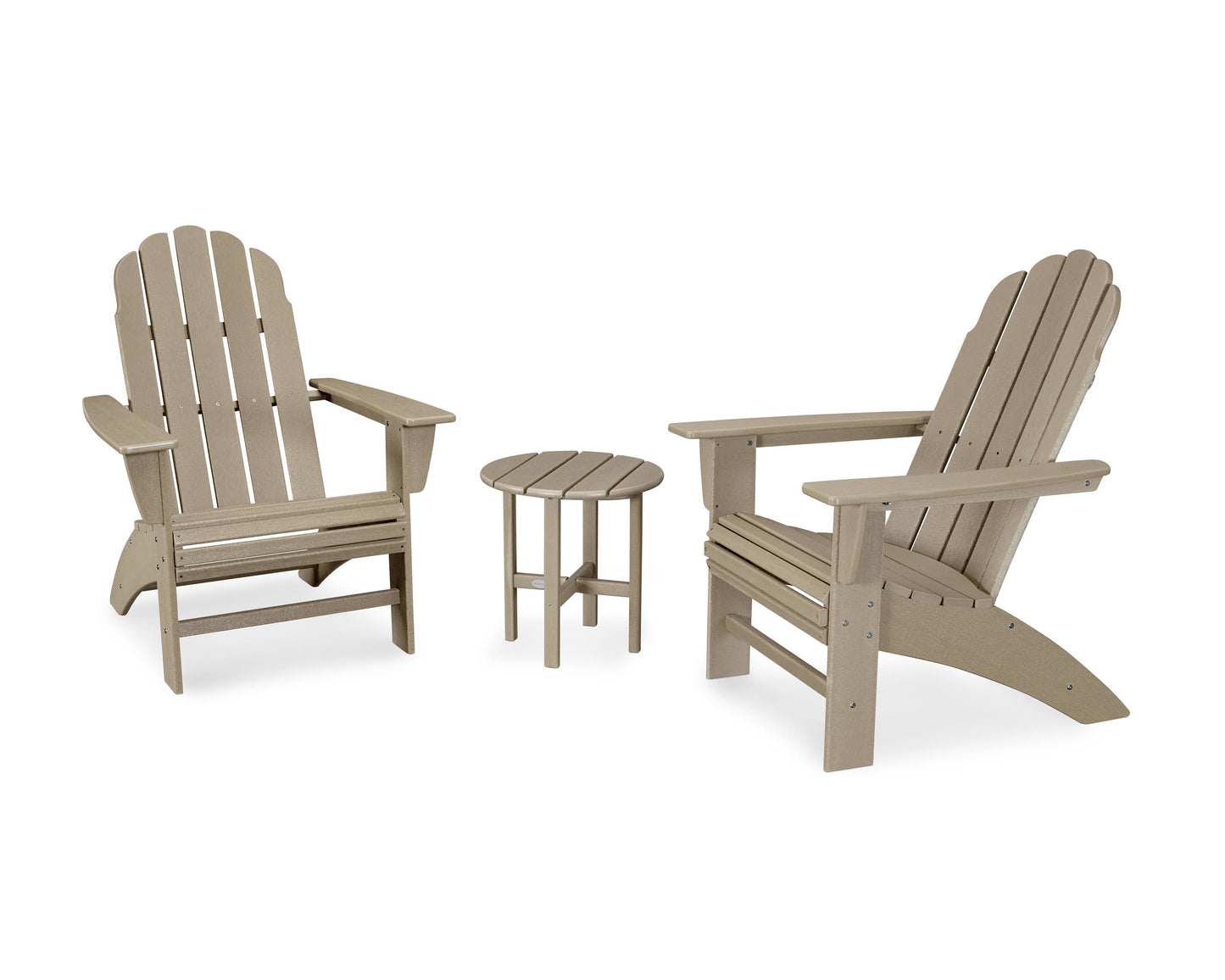 POLYWOOD Vineyard 3-Piece Curveback Adirondack Chair Set in Vintage Sahara QZY1_Q6NLJ26