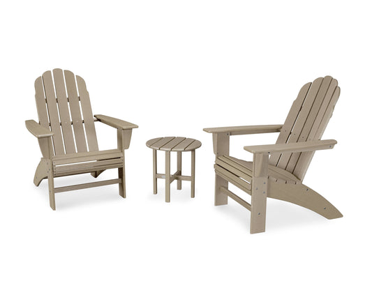 POLYWOOD Vineyard 3-Piece Curveback Adirondack Chair Set in Vintage Sahara QZY1_Q6NLJ26