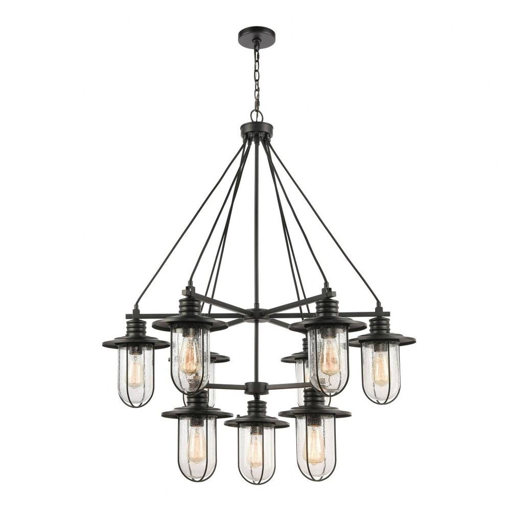 Bailey Street Home Carters Drift - Nine Light 2-Tier Chandelier Matte Black Finish with Seedy EUD1_T7JVG71