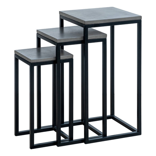 Mintaka Square Side Table with Steel Frame, 3 Piece Nesting Set XAA6_J8ZMD34