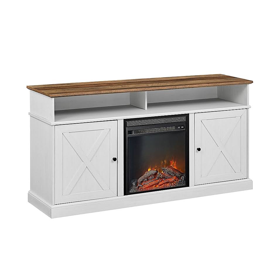 Forest Gate Farmhouse Fireplace TV Stand in White MRH3_B8ICQ87