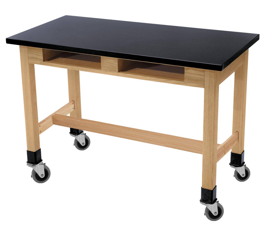 NPS 24x54x22 Modern Wood Science Lab Table with Phenolic Top and Casters in Black - SLT1-2454PBC VML6_N9PVK43