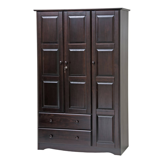 Copper Grove Caddo Grand Solid Wood 3-Door Wardrobe with Lock - 45.75x22W x 72x22H x 20.75x22D Java FBN6_R1KWX42