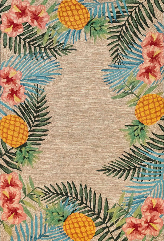 Liora Manne Ravella Tropical Indoor Outdoor Area Rug Neutral - 8&3x22 x 11&6x22 UPG9_H6VKZ83