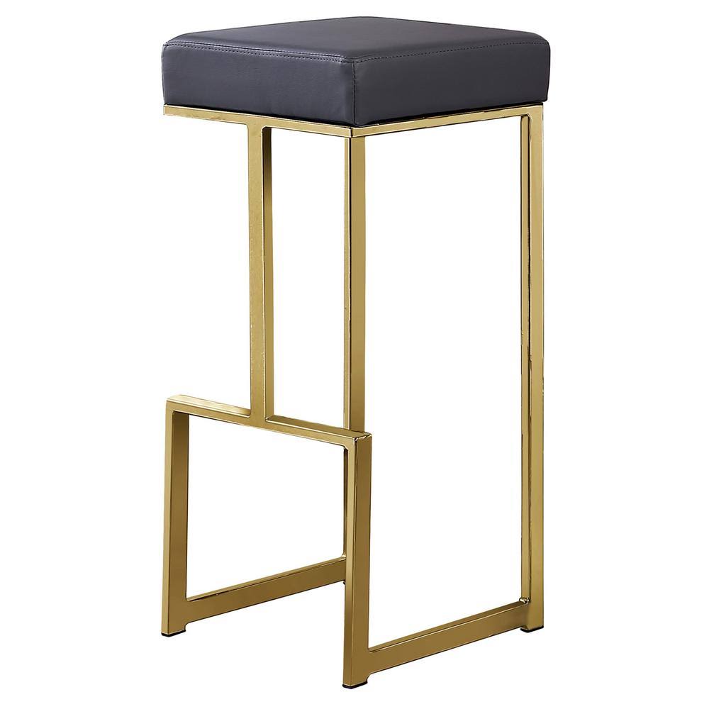 Dorrington Faux Leather Backless Bar Stool in Gray/Gold (Set of 2) QZL7_T0RAH47