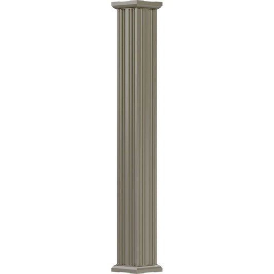 AFCO 4x22 x 9& Endura-Aluminum Column, Square Shaft (Load-Bearing 12,000 lbs), Non-Tapered, Fluted, Wicker Finish w/ Capital u00 BXU8_N7IAQ87