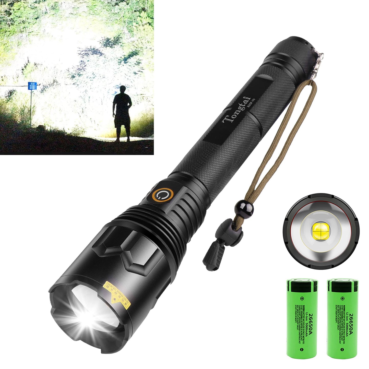 Rechargeable LED Flashlight,100000 High Lumen Brightest Powerful Flashlight,Upgrade P70.2 Tactical Flashlight with 26650 Batteri AWB9_C9TJV56