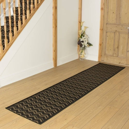 runrug USA Chevron Black Hallway Carpet Rug Runner Length: 33 foot, WI MRH6_N8NIC59